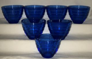 7 Hazel Atlas Moderntone Cobalt Blue 2 1/4 " Custard Cups