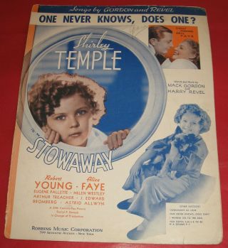 Vtg Sheet Music One Never Knows,  Does One? Shirley Temple Stowaway Gordon Revel