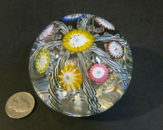 Fratelli Toso Murano Italian Art Glass Murrine Twisted Filigrana 3 " Paperweight