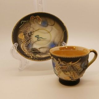 Dragon Tea Cup & Saucer,  Hand Painted Made In Japan