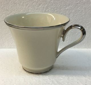 Lenox Solitaire Footed Tea Coffee Cup Ivory Platinum Trim Made In The Usa