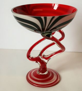 Vintage Murano Art Glass Footed Vase,  Compote,  Bizarre Design Centrepiece 8.  3 "