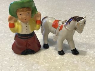 Vintage Cowboy And Horse Salt And Pepper Shakers,  Made In Japan