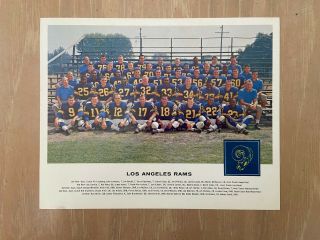 Vintage 1962 Nfl Tang Los Angeles Rams Football 8x10 Team Photo