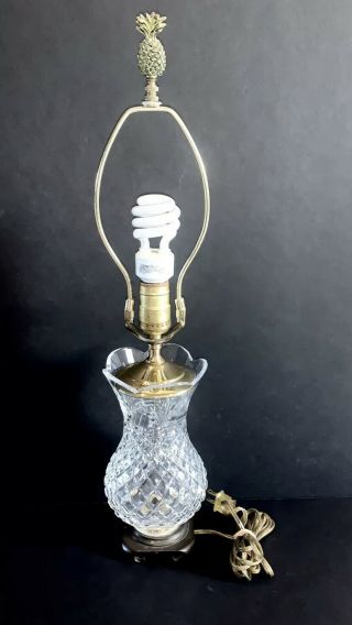 Waterford Fan Cut Crystal And Brass Table Lamp