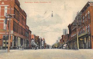 Rensselaer Indiana Washington Street Vintage Postcard Aa9333