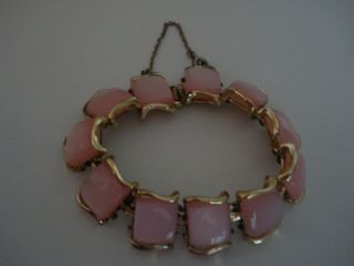 Vintage Coro Pegasus Thermoset Pink Moonglow Bracelet 8 "