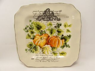 Pumpkin Patch By 222 Fifth Square Dinner Plate Pumpkins Ivy Script Scalloped L1