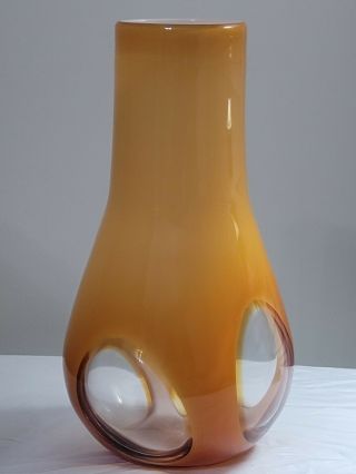 MCM Mouth Blown Glass Yellow Amber Ombre Color Window Vase Finestre Murano ? 2