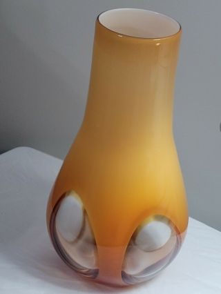 MCM Mouth Blown Glass Yellow Amber Ombre Color Window Vase Finestre Murano ? 3