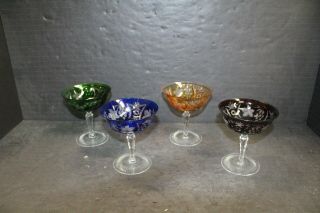 Vintage Nachtmann Traube Crystal Pinwheel Pattern 4 Sherbet Glasses 1