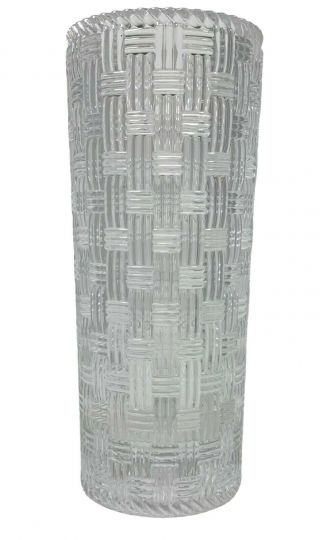 Tiffany & Co 8” Glass Basket Weave Vase Woven Cylinder