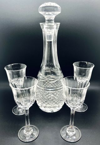 Waterford Crystal - Glandore,  Cordial Decanter With Stopper And 4 Sherry Glasses