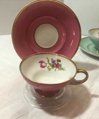 Sango Fine China,  Made In Occupied Japan,  Set Of Four,  Pink,  Yellow,  Blue,  Green 3