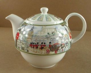 Small Porcelain James Sadler Horseguards Teapot London Scenes