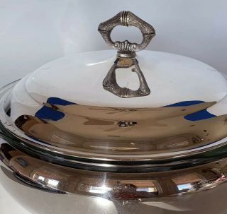 Chaffing Dish - The Sheffield Silver Co.  Made In Usa - With Pyrex Casserole Dish