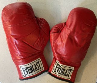 Vintage White Label Everlast Adult Boxing Gloves Red Made In Usa 12 Ounce