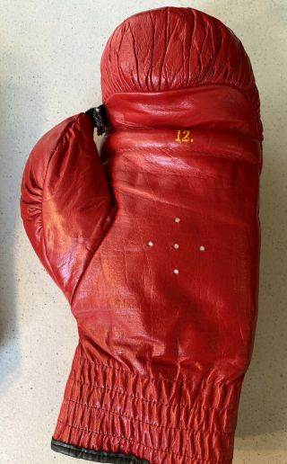 Vintage White Label Everlast Adult Boxing Gloves Red Made in USA 12 ounce 3