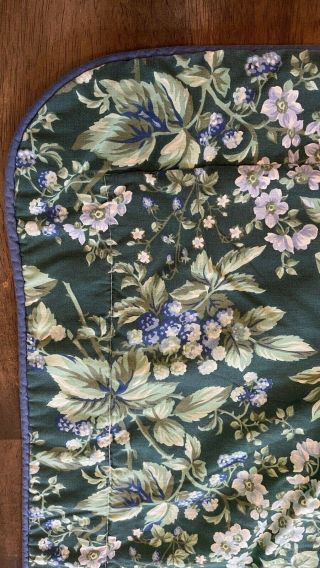 Two Vintage Laura Ashley Bramble Blue Green Floral Standard Pillow Shams