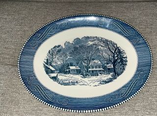 Royal China Blue & White Ironstone CURRIER & IVES 13 