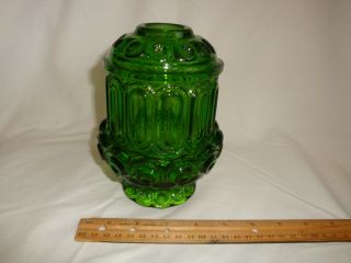Vintage 2 Pc Le Smith Moon And Stars Emerald Green Glass Courting Fairy Lamp