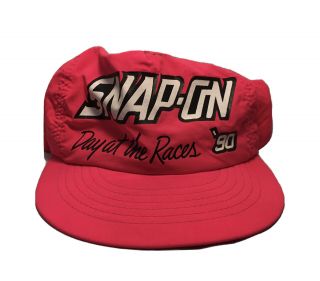 Vtg 1990 Snap - On Day At The Races Hot Pink Rumpled Distressed Swingster Hat Usa