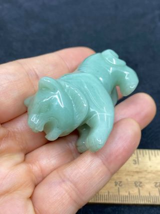 Carved Unknown Green Gemstone Lion Figure - 43.  4 Grams - Vintage Estate Find