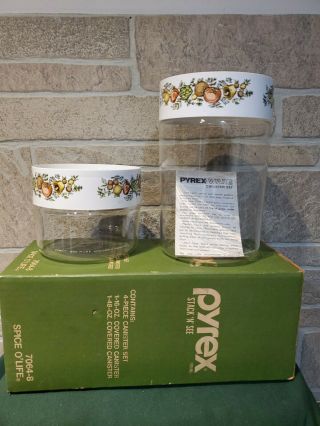 Pyrex Spice Of Life Stack N See 4pc Store Canister Set Vintage 7064 - 8