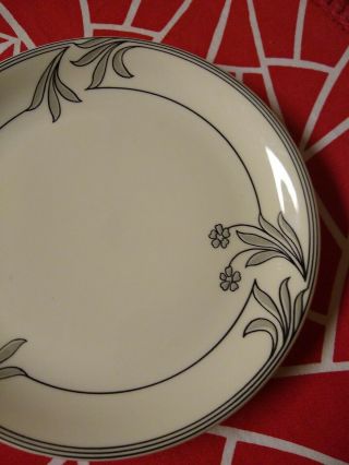 Vintage Buffalo China White 6.  5 " Plates,  Restaurant Ware Black Design,  Set Of 2