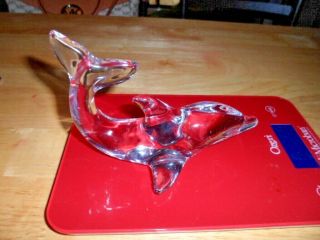 Villeroy & Boch Clear Crystal Dolphin Figurine Paperweight 5.  5 "