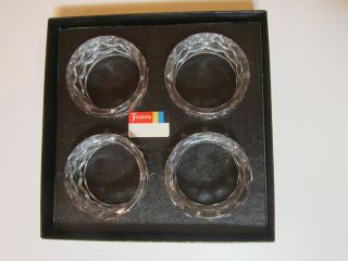 Fostoria Set Of 4 American Clear Lead Glass Crystal Napkin Rings Vintage