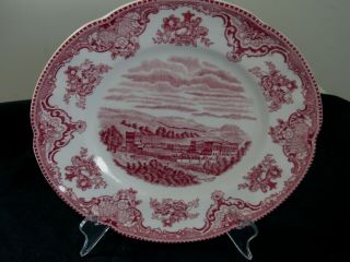 Johnson Bros.  Old Britain Castles Red & White Chatsworth Castle 8 " Plate England