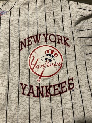 York Yankees Pinstriped Jersey Shirt Vintage Size Xl Rare Gray