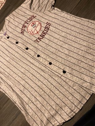 York Yankees Pinstriped Jersey Shirt Vintage Size XL Rare Gray 2