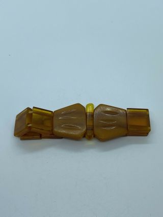 Vintage Amber Butterscotch Celluloid Or Bakelite Stretch Bracelet