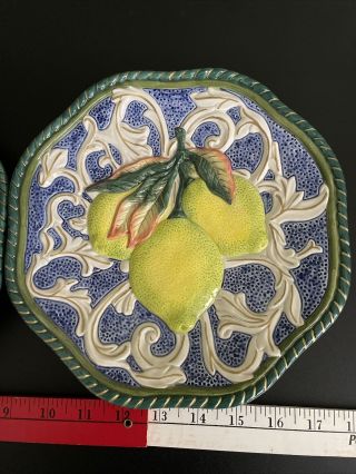 Fitz And Floyd Classics Decorative Plates Pomegranate And Lemon Embossed 3