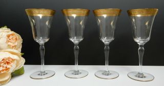 Set Of Four Vintage Tiffin Rambler Rose Gold Encrusted Water/wine Glasses