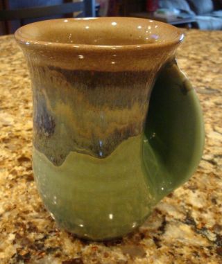 Neher Clay In Motion Right Hand - Warmer Mug 2016 Green Tan Purple Blue