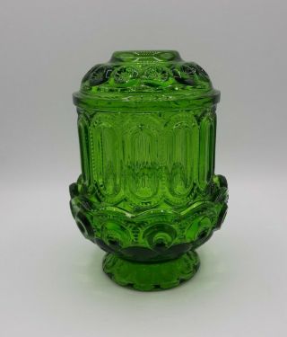 Vintage 2 Pc Le Smith Moon And Stars Green Glass Courting Fairy Lamp Light