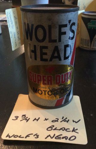 Wolfs Head Oil Can Bank Vintage.  Mini.  Wolf’s White Black And Gold