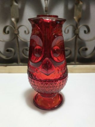 Viking Glass Red Owl Fairy Lamp