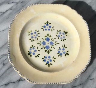 Vintage Limoges China Co Ripple Edge Design Bread Plate Usa Blue Flowers 6.  25 " D