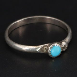 Vtg Sterling Silver - Navajo Turquoise Snake Eye Starburst Ring Size 7.  5 - 1g