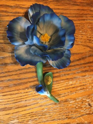 Blue Capodimonte Porcellane Artistiche - Fabar,  Flower Figurine Made In Italy