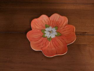 Laurie Gates Melamine Flower - Shaped Dessert/bread Plate Orange Textured,  4 Avail