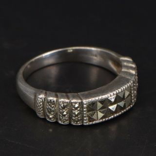 Vtg Sterling Silver - Jenna Nicole Art Deco Style Marcasite Ring Size 8.  5 - 4g