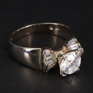 Vtg Sterling Silver - Signed Round - Cut Cz Bow Tie Cocktail Ring Size 8 - 4g