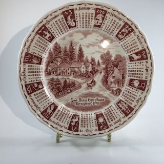 Alfred Meakin Calendar Plate - Red - God Bless Our House Throughout 1978