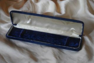 Box Vintage Presentation Case Old Deco Blue Silk Velvet Bracelet Pendant Watch