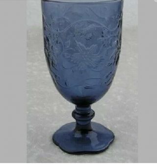 Princess House Fantasia Sapphire Blue Iced Pilsner Glasses Set Of 4.  W/out Bx